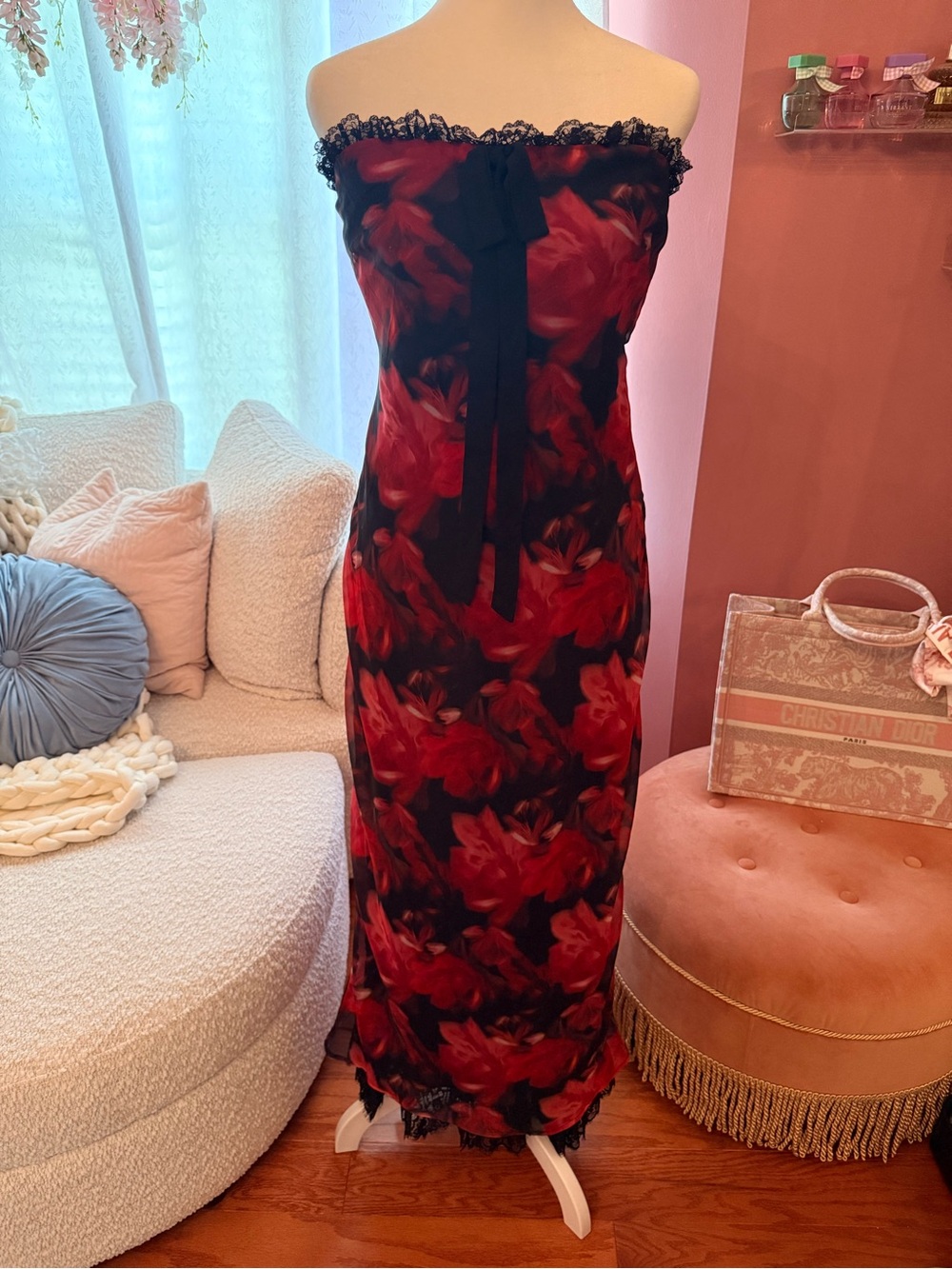 For Love & Lemons Dark Romance Strapless Maxi Dress